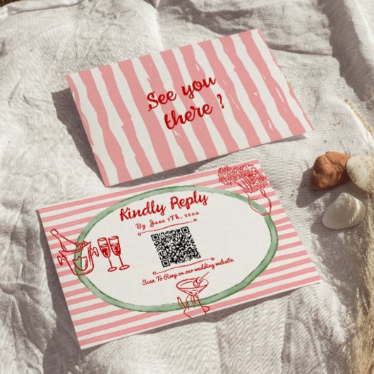 Handgezeichneter, fragwürdiger QR-Code RSVP Karte