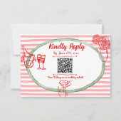 Handgezeichneter, fragwürdiger QR-Code RSVP Karte (Vorderseite)