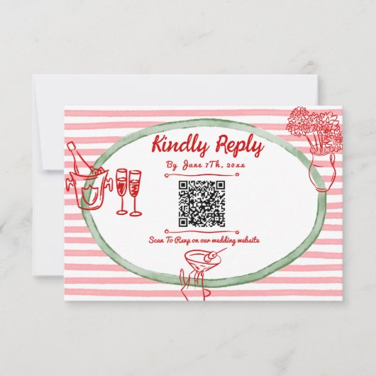 Handgezeichneter, fragwürdiger QR-Code RSVP Karte (Vorderseite)