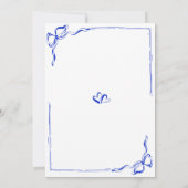 Handgezeichneter französischer Blue Bridal Brunch Einladung (Rückseite)