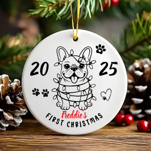 Handgezeichneter französischer Bulldogge nach Maß Keramik Ornament