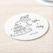Handgezeichneter Funky Whimsical Wedding Runder Pappuntersetzer (Angewinkelt)