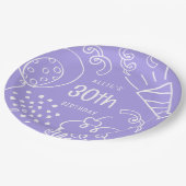 Handgezeichneter Geburtstag Niedlich jedes Alters  Pappteller (Schrägansicht)