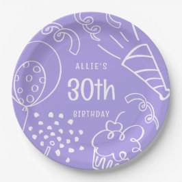 Handgezeichneter Geburtstag Niedlich jedes Alters Pappteller