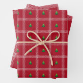 Handgezeichneter Gingham mit Weihnachtsbaum Geschenkpapier Set (Beispiel)