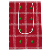 Handgezeichneter Gingham mit Weihnachtsbaum Mittlere Geschenktüte (Rückseite)
