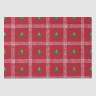 Handgezeichneter Gingham mit Weihnachtsbaum Seidenpapier