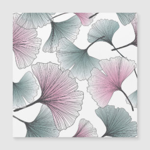Handgezeichneter Gingko biloba. Magnetkarte