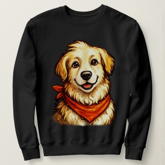 Handgezeichneter glücklicher Golden Retriever Pull Sweatshirt (Design vorne)