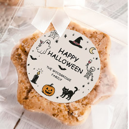 Handgezeichneter glücklicher Halloween-Aufkleber Runder Aufkleber