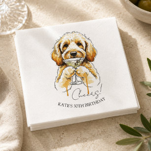 Handgezeichneter Golden Doodle Dirty Martini Cockt Serviette