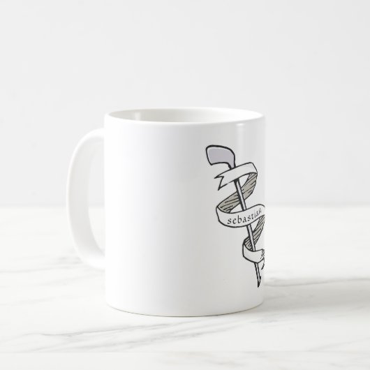 Handgezeichneter Golf Club mit Multifunktionsgerät Kaffeetasse (Vorderseite Links)