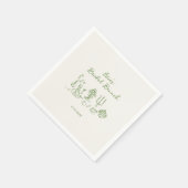 Handgezeichneter grüner Bridal Brunch Serviette (Ecke)