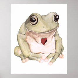 Handgezeichneter grüner Laubfrosch   Poster