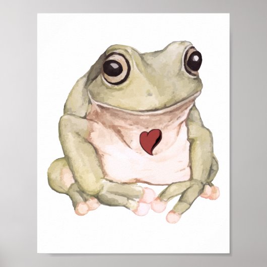 Handgezeichneter grüner Laubfrosch Poster (Vorne)