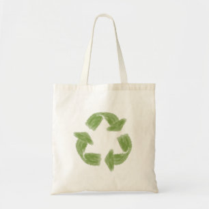 Handgezeichneter grüner Recyceltest Symbol Tote Be Tragetasche