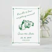 Handgezeichneter grüner Save-the-Date-Foto-QR-Code Einladung (Stehend Vorderseite)