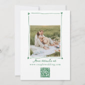 Handgezeichneter grüner Save-the-Date-Foto-QR-Code Einladung (Rückseite)