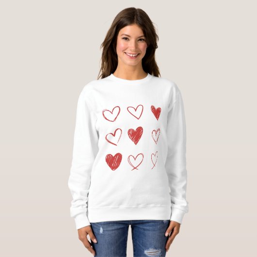 Handgezeichneter Herz Pullover (Vorne ganz)