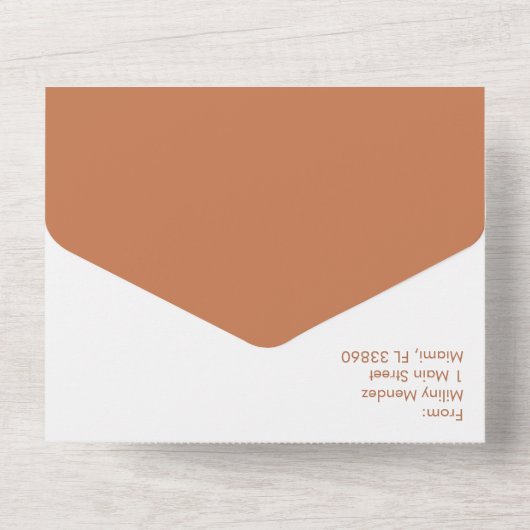 Handgezeichneter Hibiskus Earthy All In One Einladung (Rückseite)