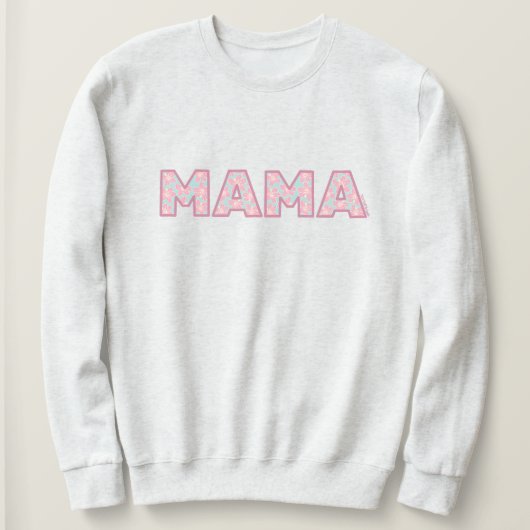 Handgezeichneter Hibiskus Mama Sweatshirt (Design vorne)