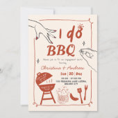 Handgezeichneter Hinterhof Ich mache GRILLEN-Verlo Einladung (Vorderseite)