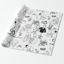 handgezeichneter Hochzeitsantrag Verlobung Geschenkpapier