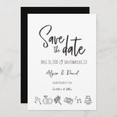 Handgezeichneter Hochzeitsschick Save the Date Sch (Vorne/Hinten)