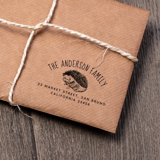 Handgezeichneter Igel | Individuelle Name und Rück Gummistempel