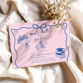 Handgezeichneter Illustrierter Rosa- und Blauer Ab RSVP Karte