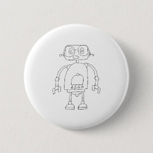Handgezeichneter intelligenter Roboter Zeichnend Button