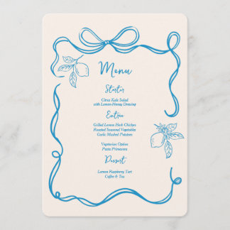 handgezeichneter italienischer Lemon Hochzeitsflat Menükarte