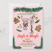 Handgezeichneter Jingle und Mingle Weihnachtscockt Einladung (Vorderseite)