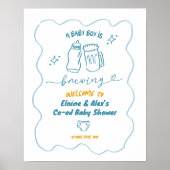 Handgezeichneter Junge ein Baby brütet Begrüßungsz Poster (Vorne)