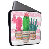 handgezeichneter Kaktus mit Streifen-Hintergrund Laptopschutzhülle (Vorne Rechts)