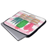 handgezeichneter Kaktus mit Streifen-Hintergrund Laptopschutzhülle (Vorne Knopf)