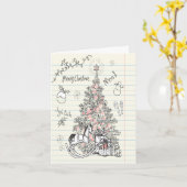 Handgezeichneter Kinderschreiber Weihnachtsbaum Karte (Gelbe Blume)