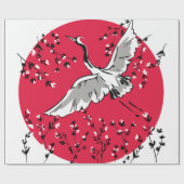 Handgezeichneter Kranvogel, Graphic Illustration v Geschenkpapier (Flach)