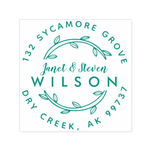 Handgezeichneter Kranz für verheiratete Doppelname Permastempel (Design)