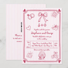 Handgezeichneter Kritzel-Doodle rosa QR-Code Hochz