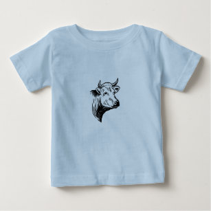 Handgezeichneter Kuhkopf Vintager Stil Baby T-shirt
