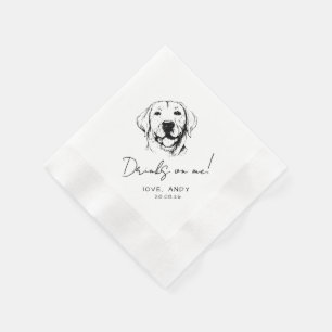 Handgezeichneter Labrador-Hund Drinks on me Cockta Serviette