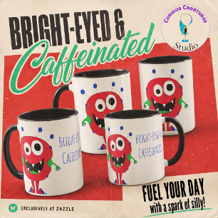Handgezeichneter lächelnder roter Cartoon-Monster Tasse