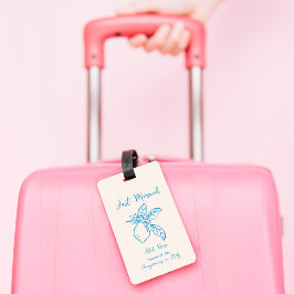 Handgezeichneter Lemon Hochzeitstempel für benutze Gepäckanhänger