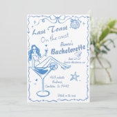 Handgezeichneter letzter Toast an der Küste Bachel Einladung (Stehend Vorderseite)