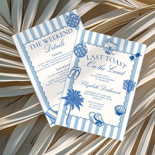 Handgezeichneter letzter Toast an der Küste Bachel Einladung