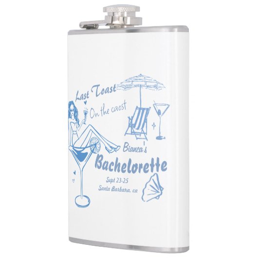 Handgezeichneter letzter Toast an der Küste Bachel Flachmann (Links)