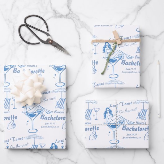 Handgezeichneter letzter Toast an der Küste Bachel Geschenkpapier Set (Vorderseite)