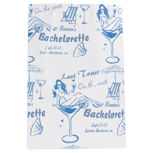 Handgezeichneter letzter Toast an der Küste Bachel Mittlere Geschenktüte (Vorderseite)