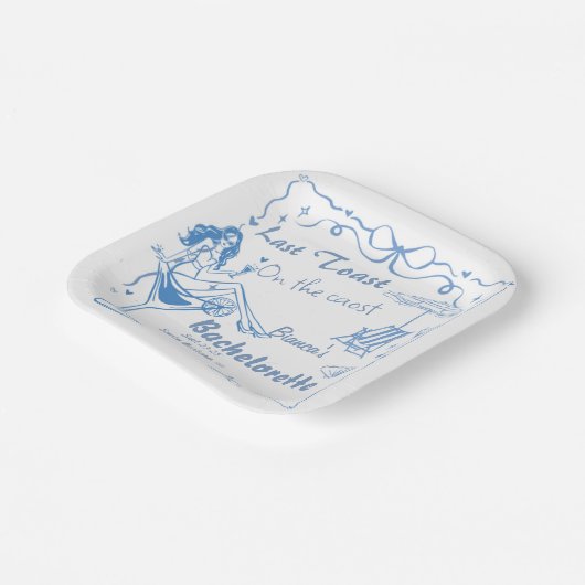 Handgezeichneter letzter Toast an der Küste Bachel Pappteller (Gewinkelt)